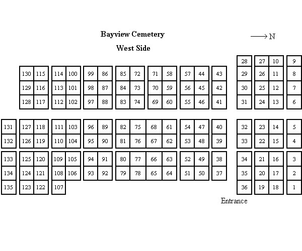 Map of Bayview West Cemetery